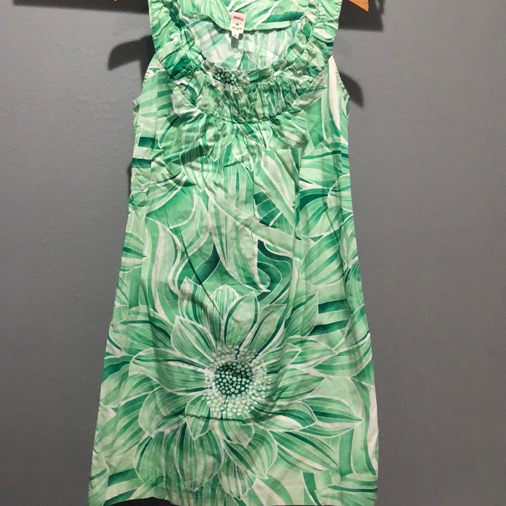 Green and white dress